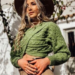 ZARA cable knit wrap cropped sweater blogger favorite